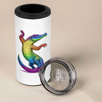 Funny Rainbow Gator LGBTQ Pride Support 4 in 1 Can Cooler Tumbler