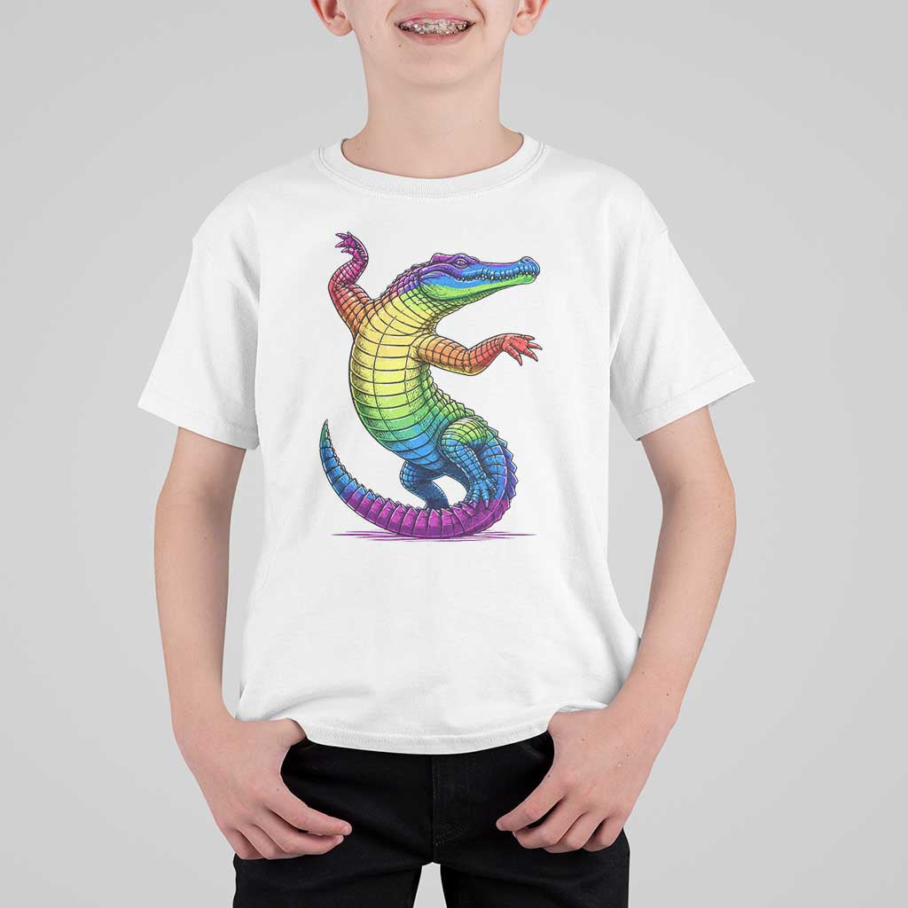 Funny Rainbow Gator LGBTQ Pride Support T Shirt For Kid