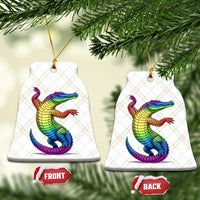 Funny Rainbow Gator LGBTQ Pride Support Ceramic Ornament