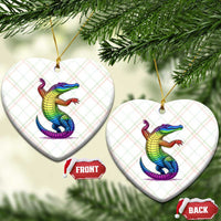 Funny Rainbow Gator LGBTQ Pride Support Ceramic Ornament