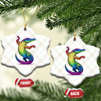 Funny Rainbow Gator LGBTQ Pride Support Ceramic Ornament