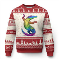 Funny Rainbow Gator LGBTQ Pride Support Ugly Christmas Sweater