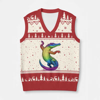Funny Rainbow Gator LGBTQ Pride Support V-Neck Knit Sweater Vest