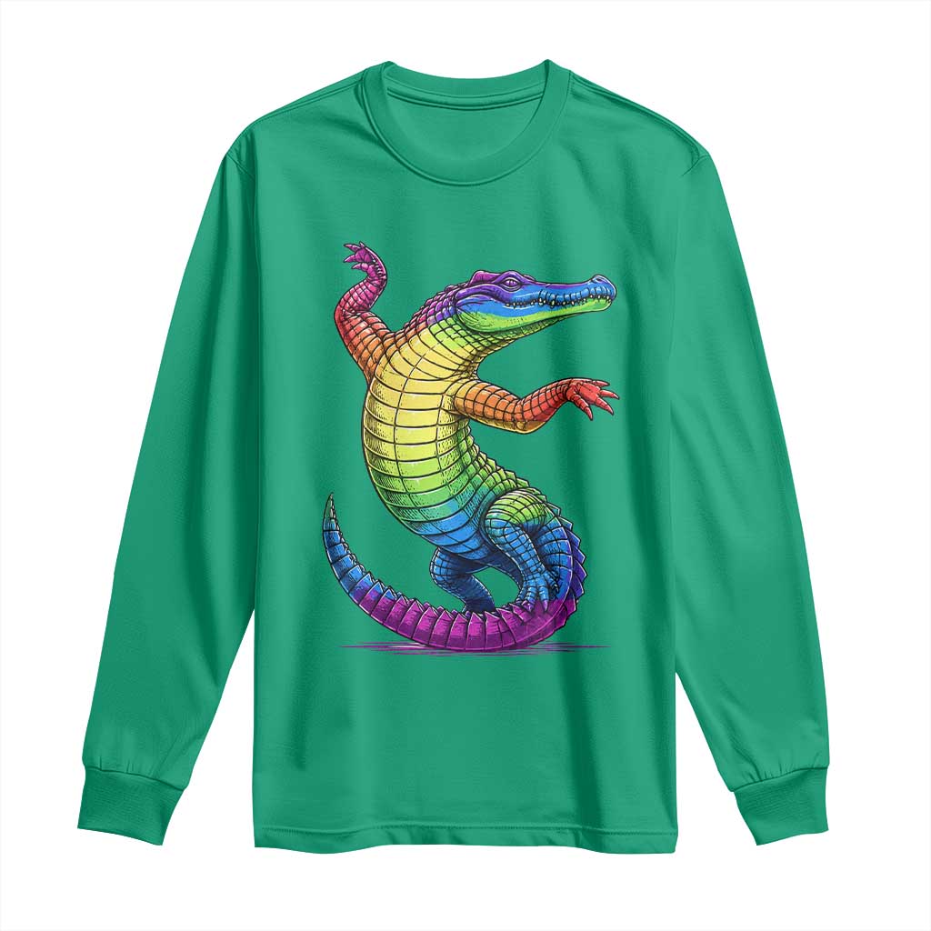 Funny Rainbow Gator LGBTQ Pride Support Long Sleeve Shirt