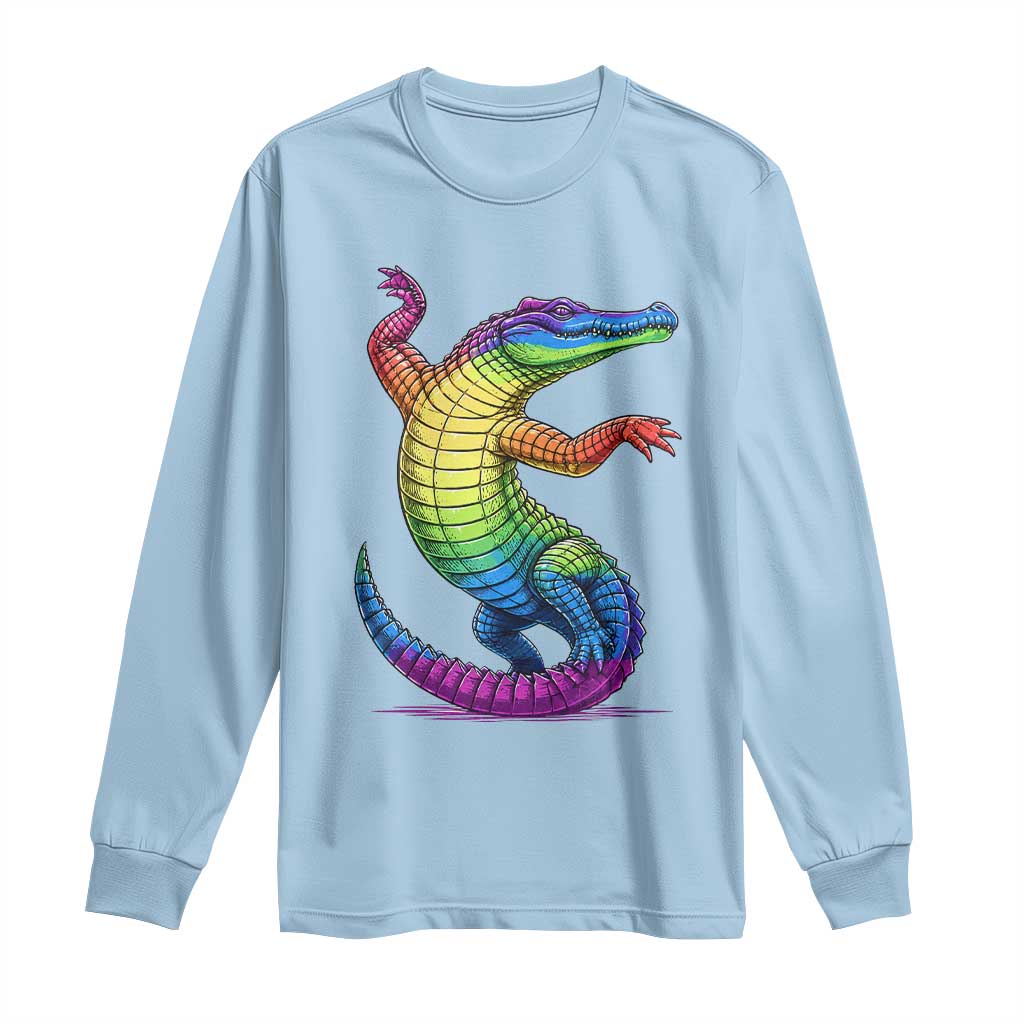 Funny Rainbow Gator LGBTQ Pride Support Long Sleeve Shirt