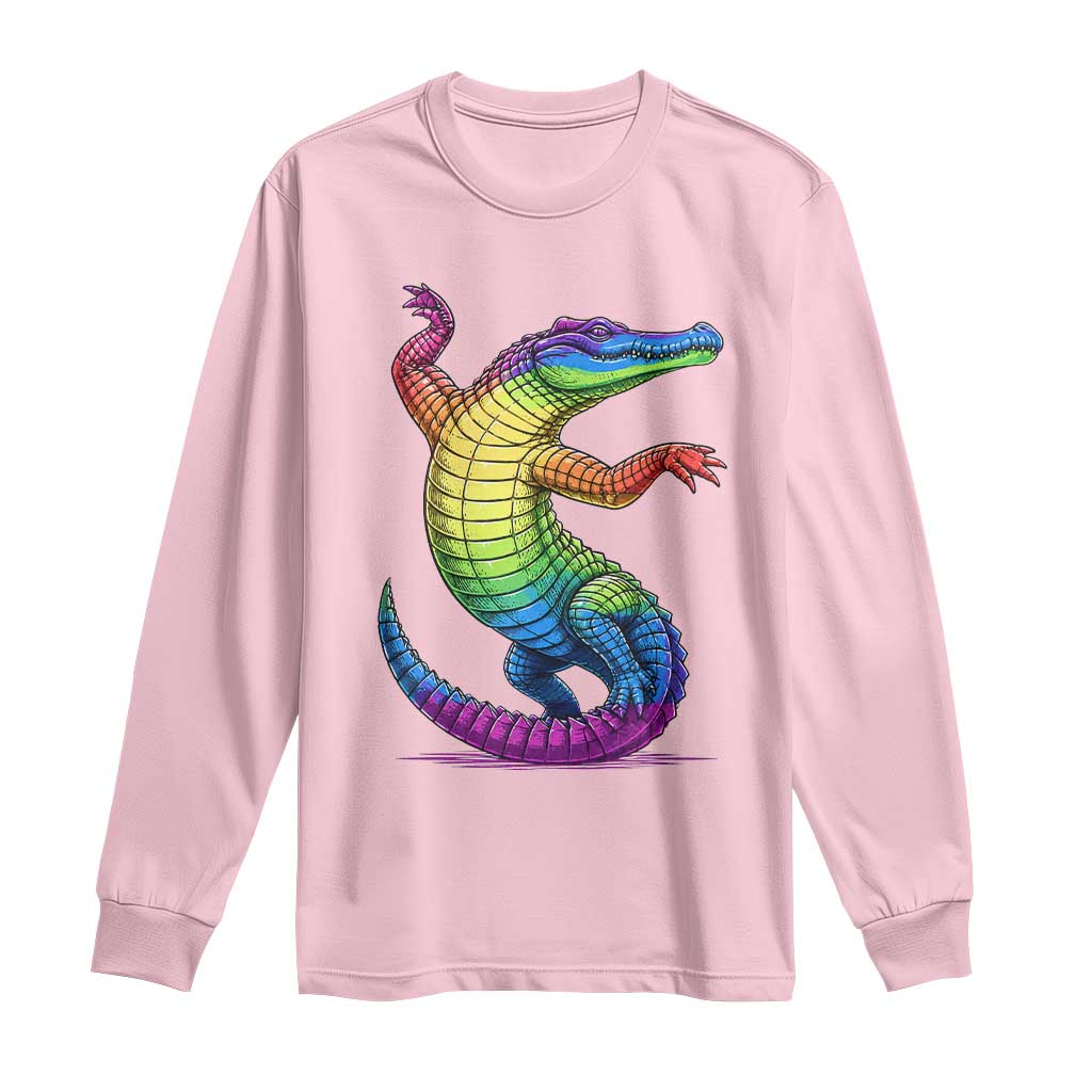 Funny Rainbow Gator LGBTQ Pride Support Long Sleeve Shirt
