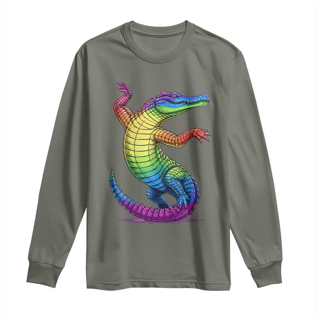 Funny Rainbow Gator LGBTQ Pride Support Long Sleeve Shirt