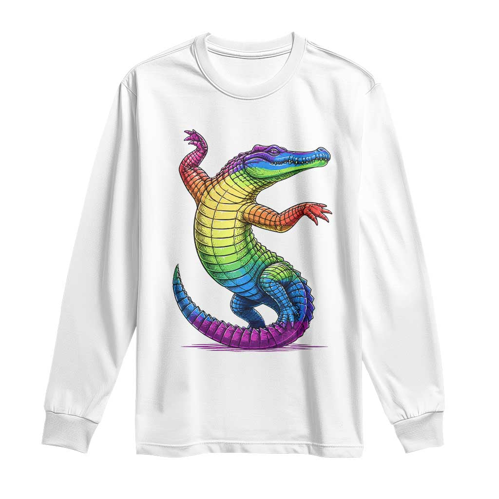Funny Rainbow Gator LGBTQ Pride Support Long Sleeve Shirt