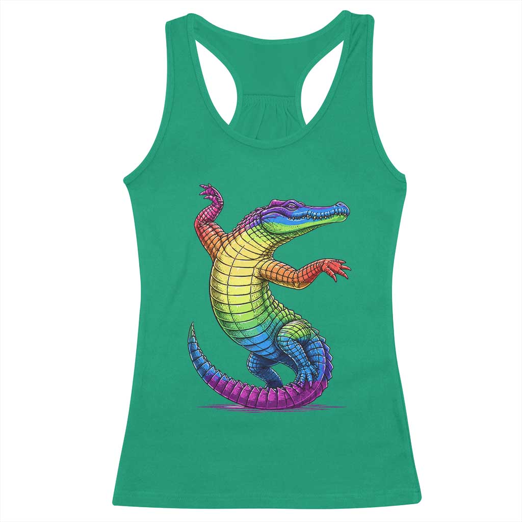 Funny Rainbow Gator LGBTQ Pride Support Racerback Tank Top