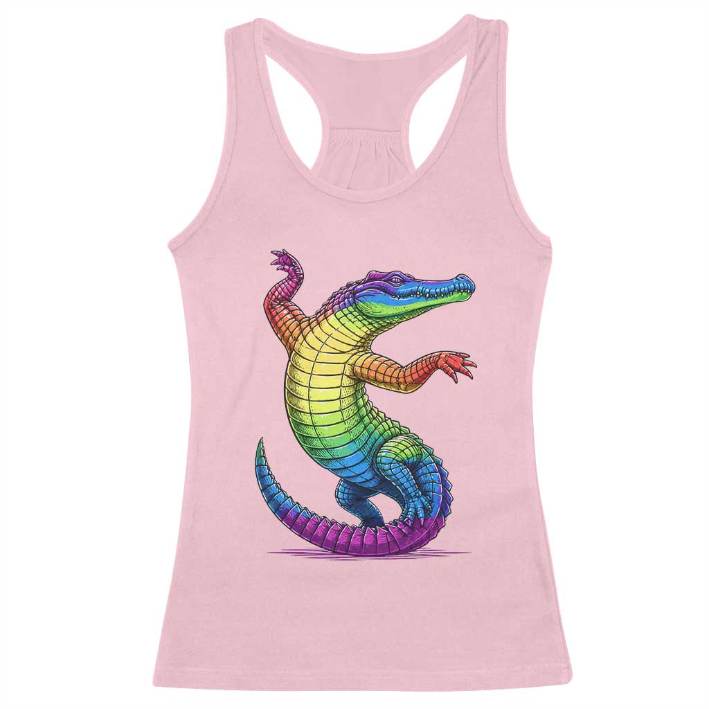 Funny Rainbow Gator LGBTQ Pride Support Racerback Tank Top