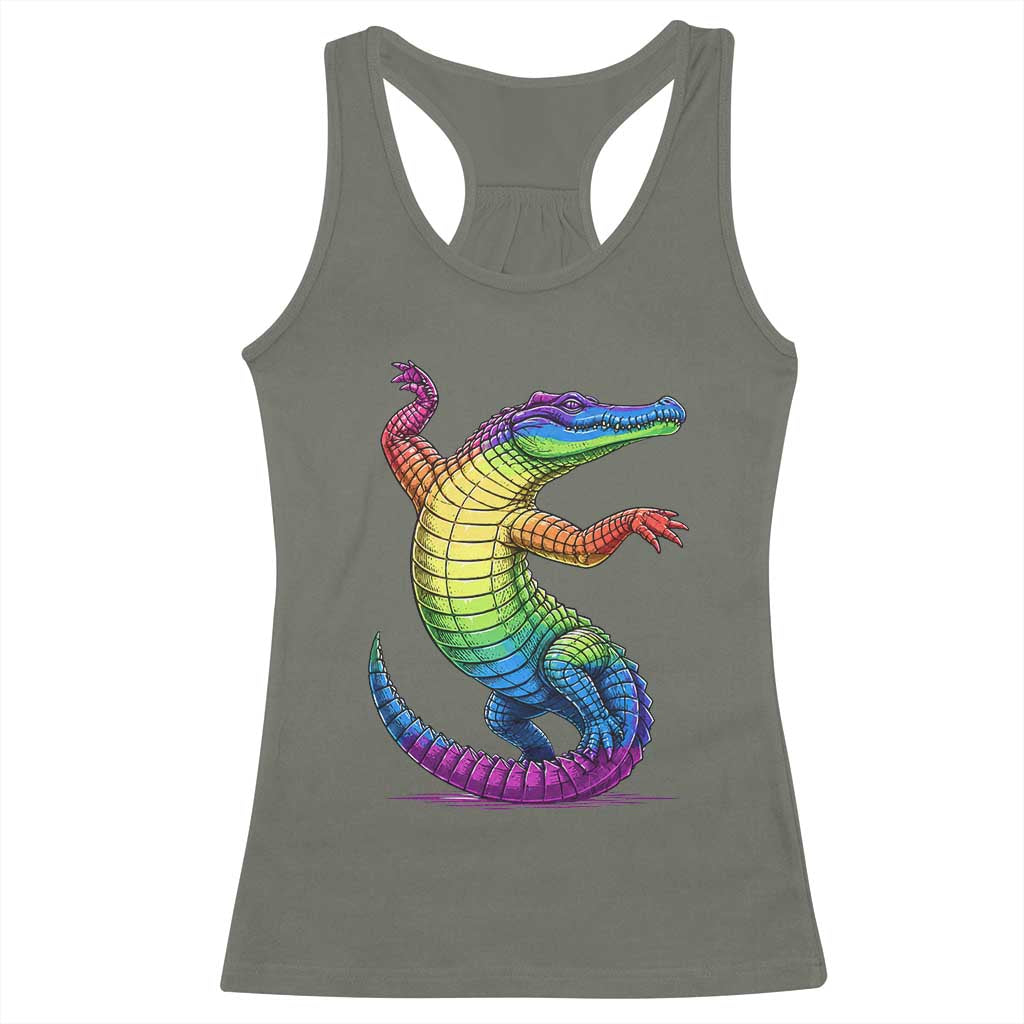 Funny Rainbow Gator LGBTQ Pride Support Racerback Tank Top