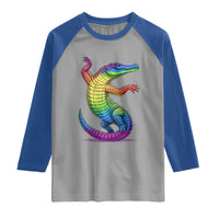 Funny Rainbow Gator LGBTQ Pride Support Raglan Shirt