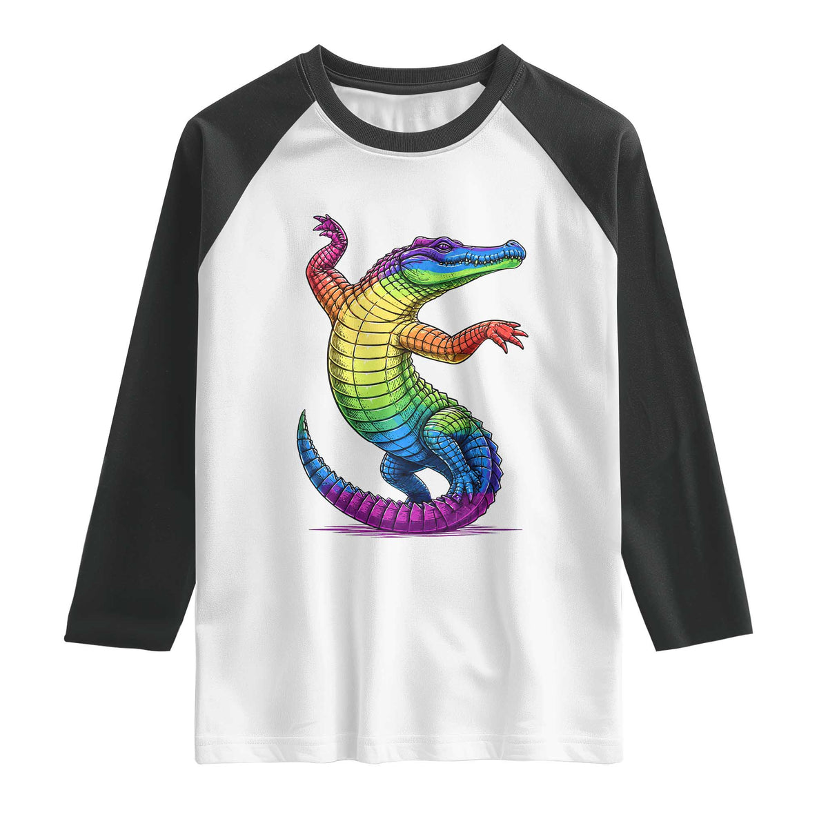Funny Rainbow Gator LGBTQ Pride Support Raglan Shirt