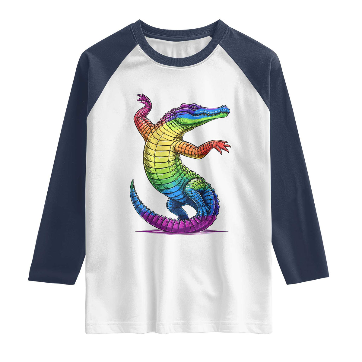 Funny Rainbow Gator LGBTQ Pride Support Raglan Shirt