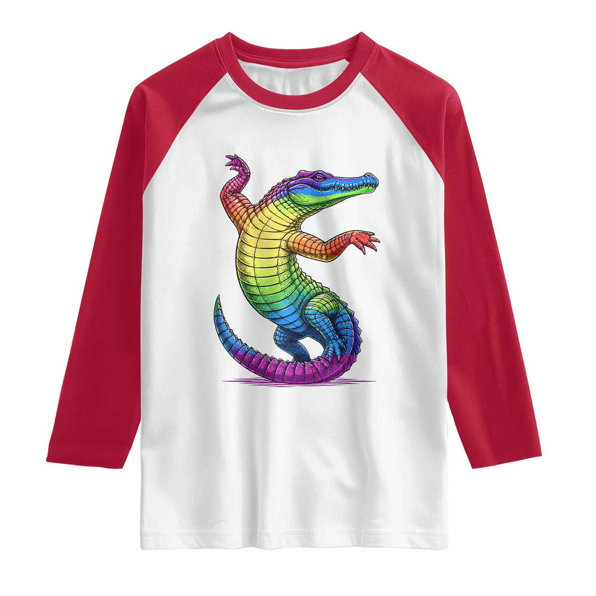 Funny Rainbow Gator LGBTQ Pride Support Raglan Shirt