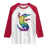 Funny Rainbow Gator LGBTQ Pride Support Raglan Shirt
