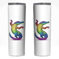 Funny Rainbow Gator LGBTQ Pride Support Skinny Tumbler