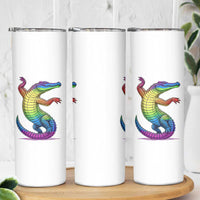 Funny Rainbow Gator LGBTQ Pride Support Skinny Tumbler