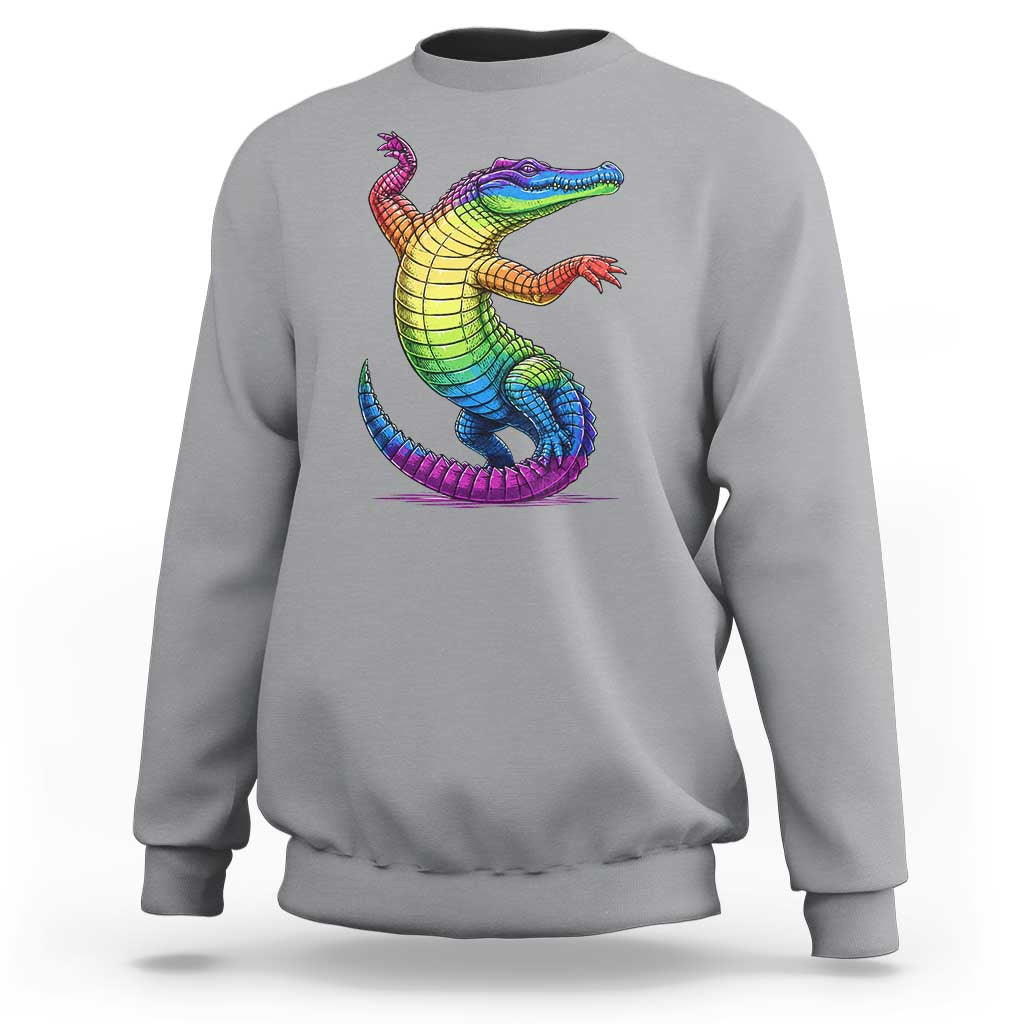Funny Rainbow Gator LGBTQ Pride Support Sweatshirt