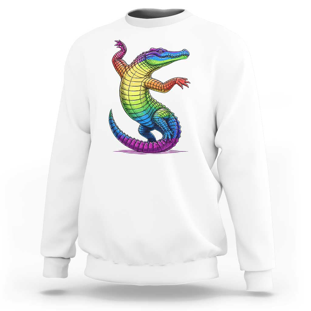Funny Rainbow Gator LGBTQ Pride Support Sweatshirt