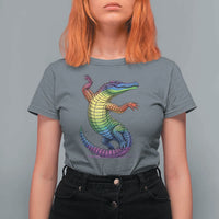 Funny Rainbow Gator LGBTQ Pride Support T Shirt For Women