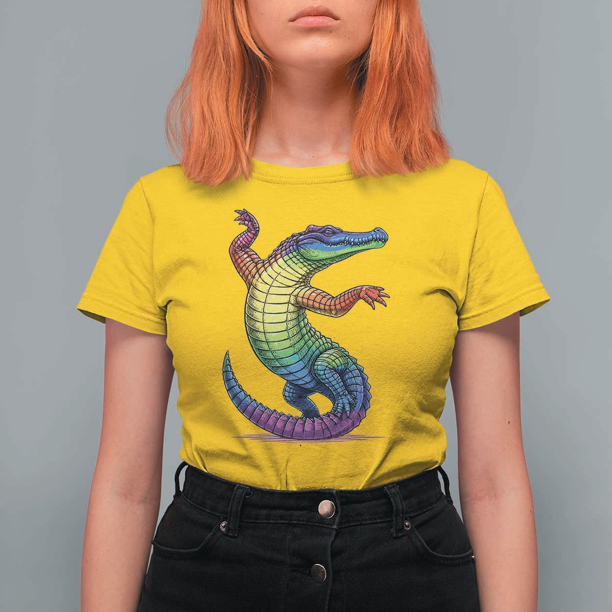 Funny Rainbow Gator LGBTQ Pride Support T Shirt For Women