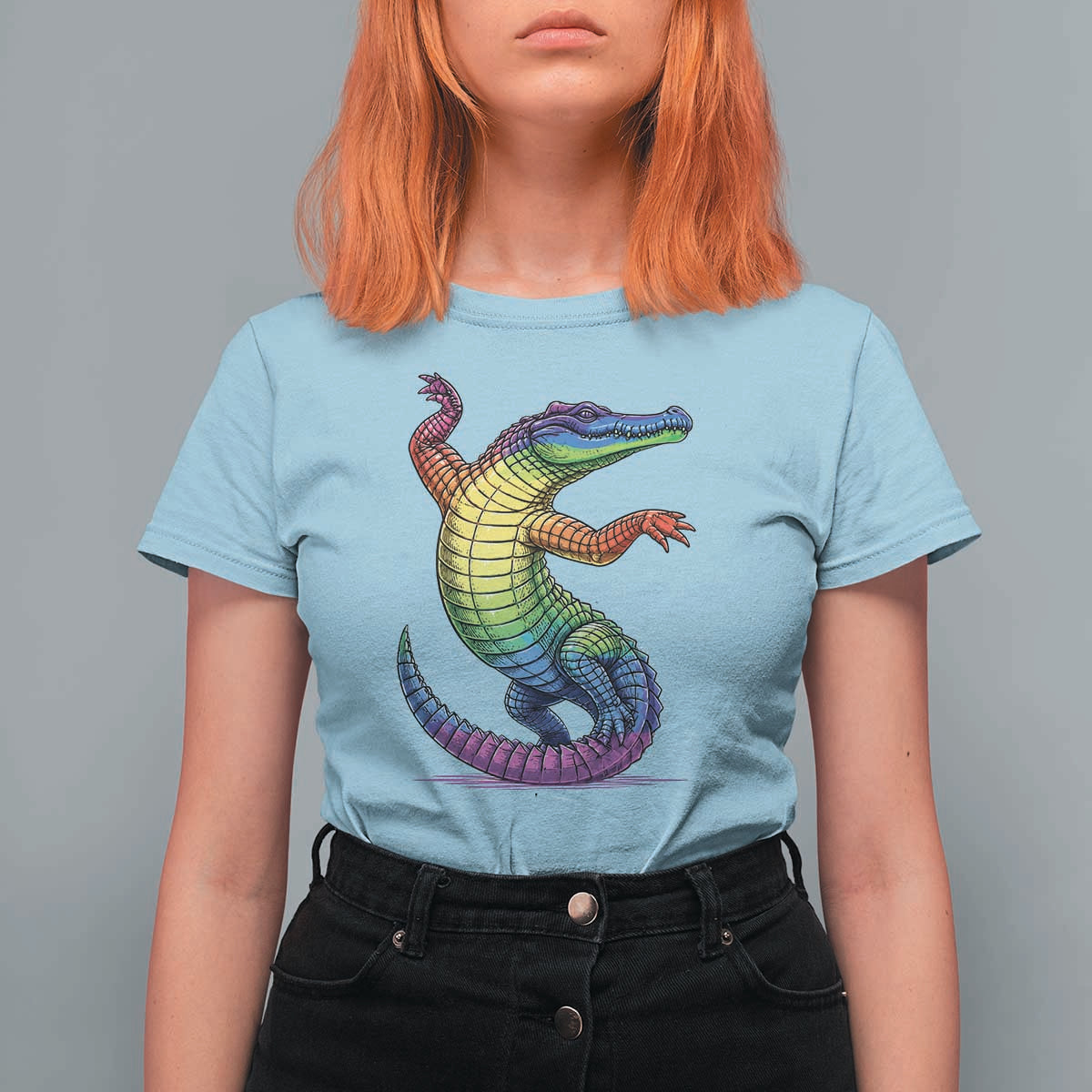 Funny Rainbow Gator LGBTQ Pride Support T Shirt For Women