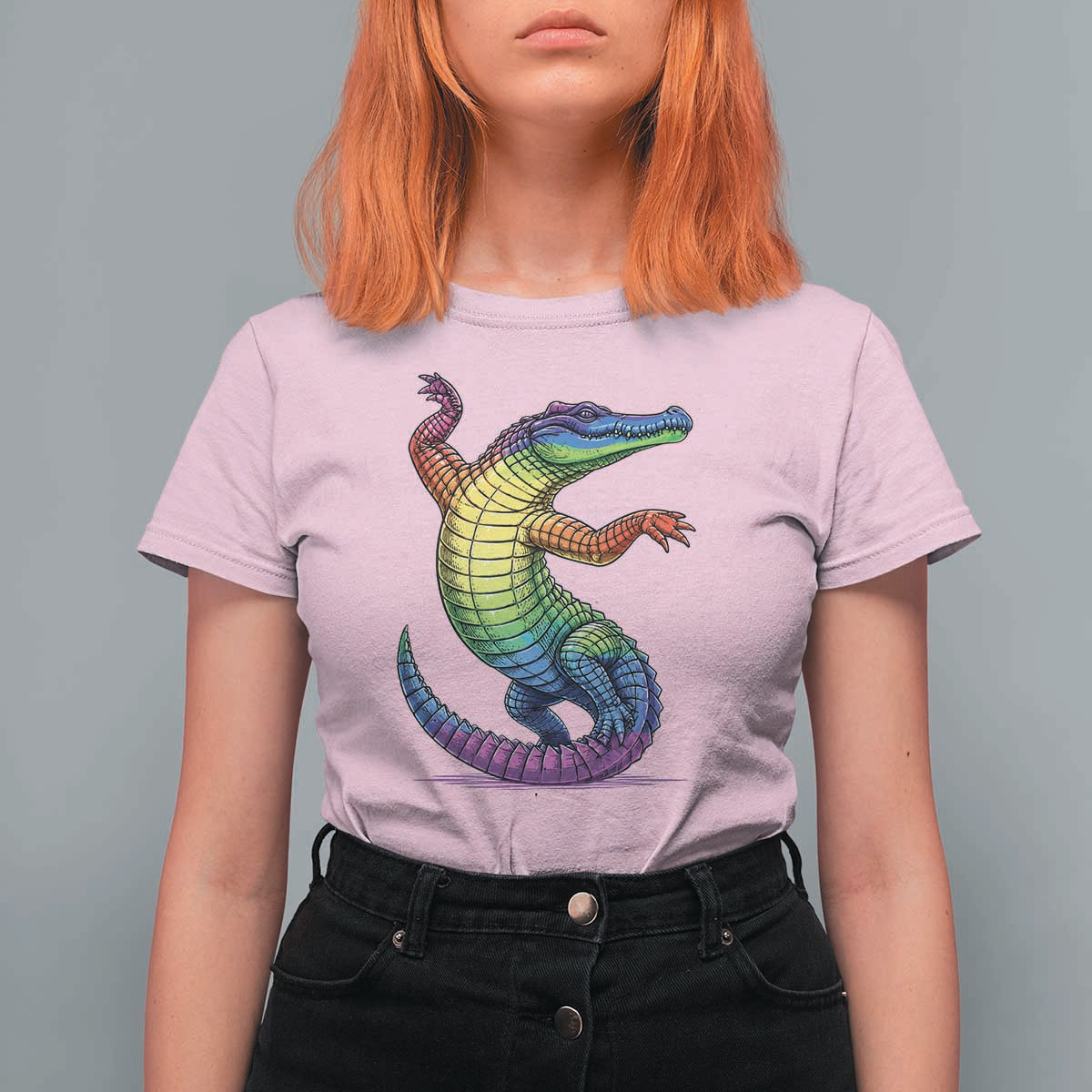Funny Rainbow Gator LGBTQ Pride Support T Shirt For Women