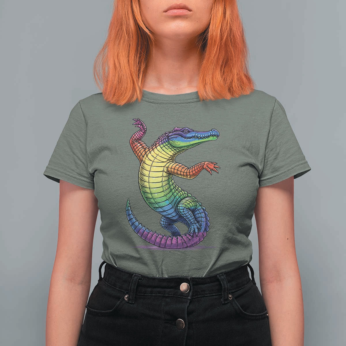 Funny Rainbow Gator LGBTQ Pride Support T Shirt For Women
