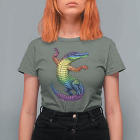 Funny Rainbow Gator LGBTQ Pride Support T Shirt For Women