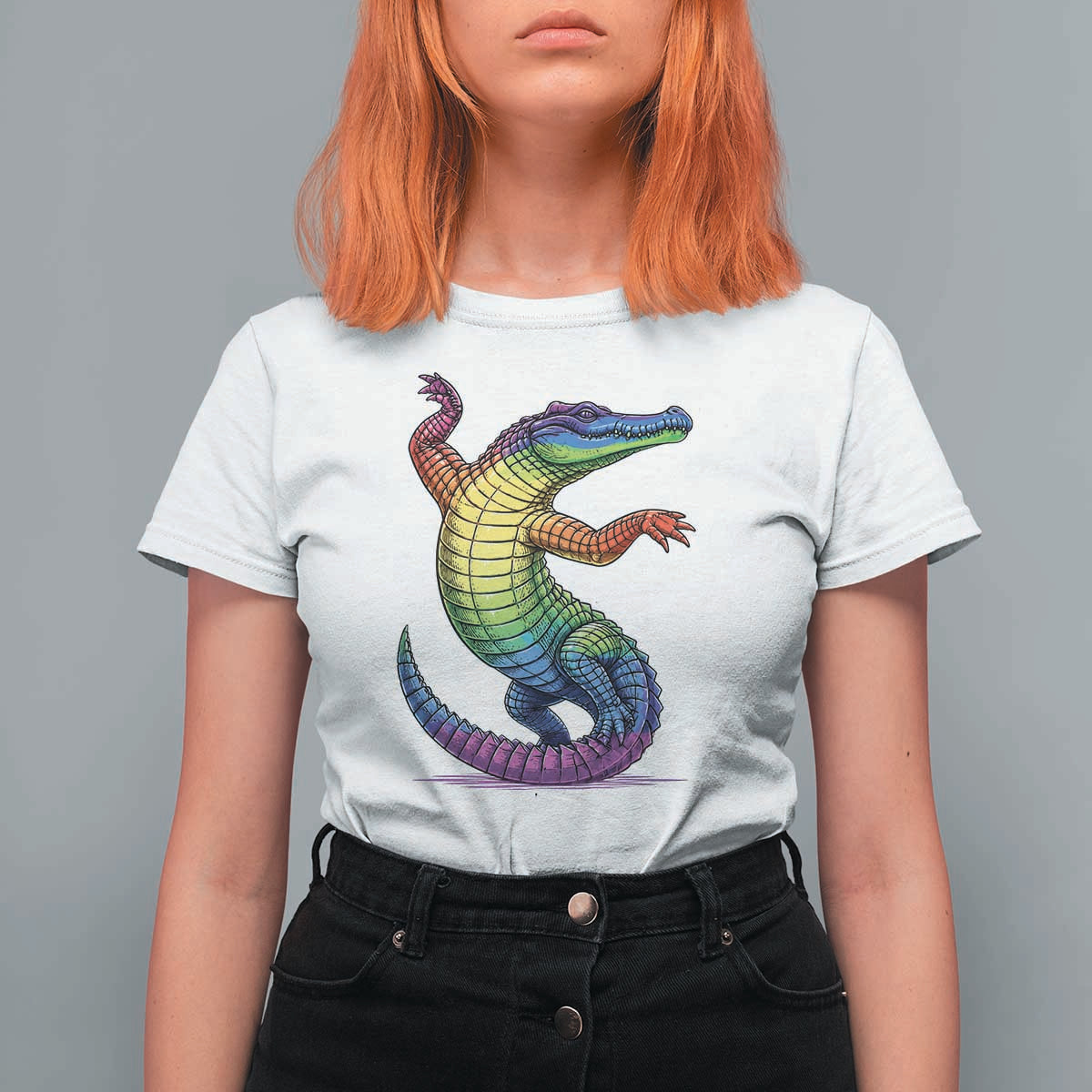 Funny Rainbow Gator LGBTQ Pride Support T Shirt For Women