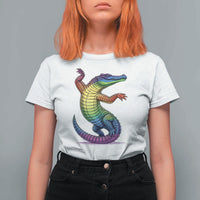 Funny Rainbow Gator LGBTQ Pride Support T Shirt For Women