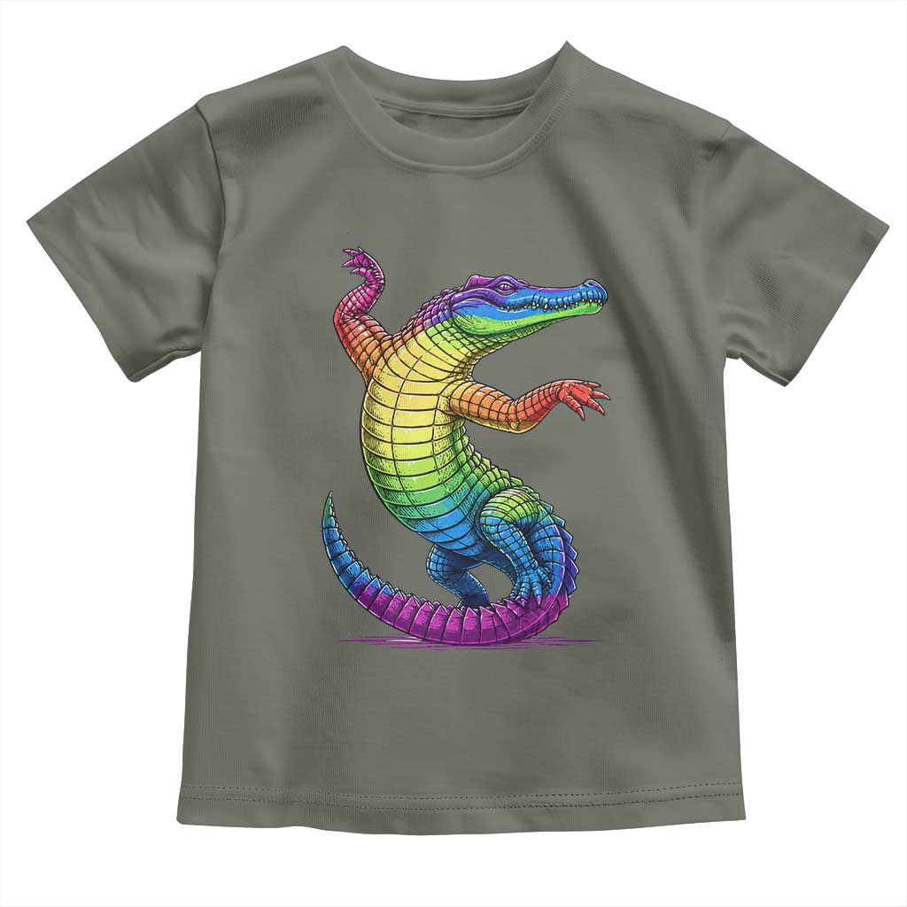 Funny Rainbow Gator LGBTQ Pride Support Toddler T Shirt