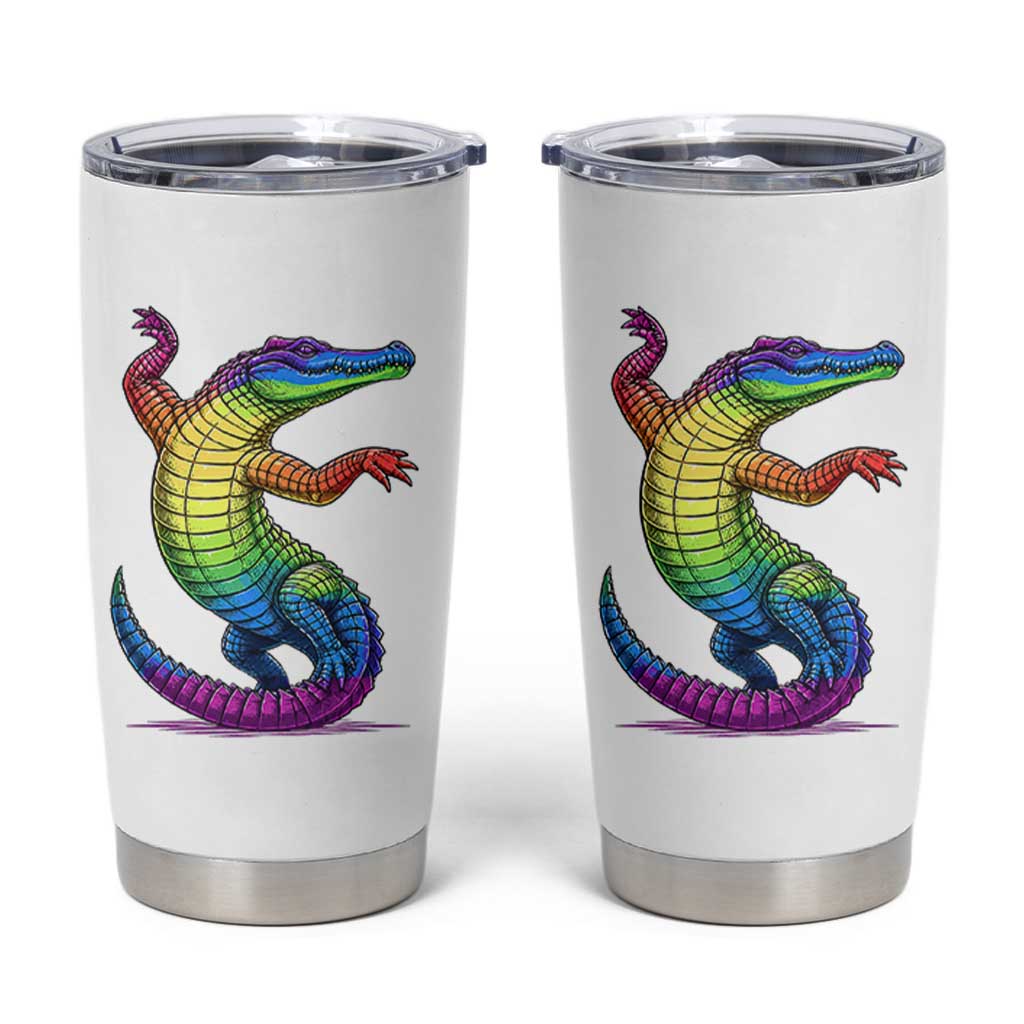 Funny Rainbow Gator LGBTQ Pride Support Tumbler Cup