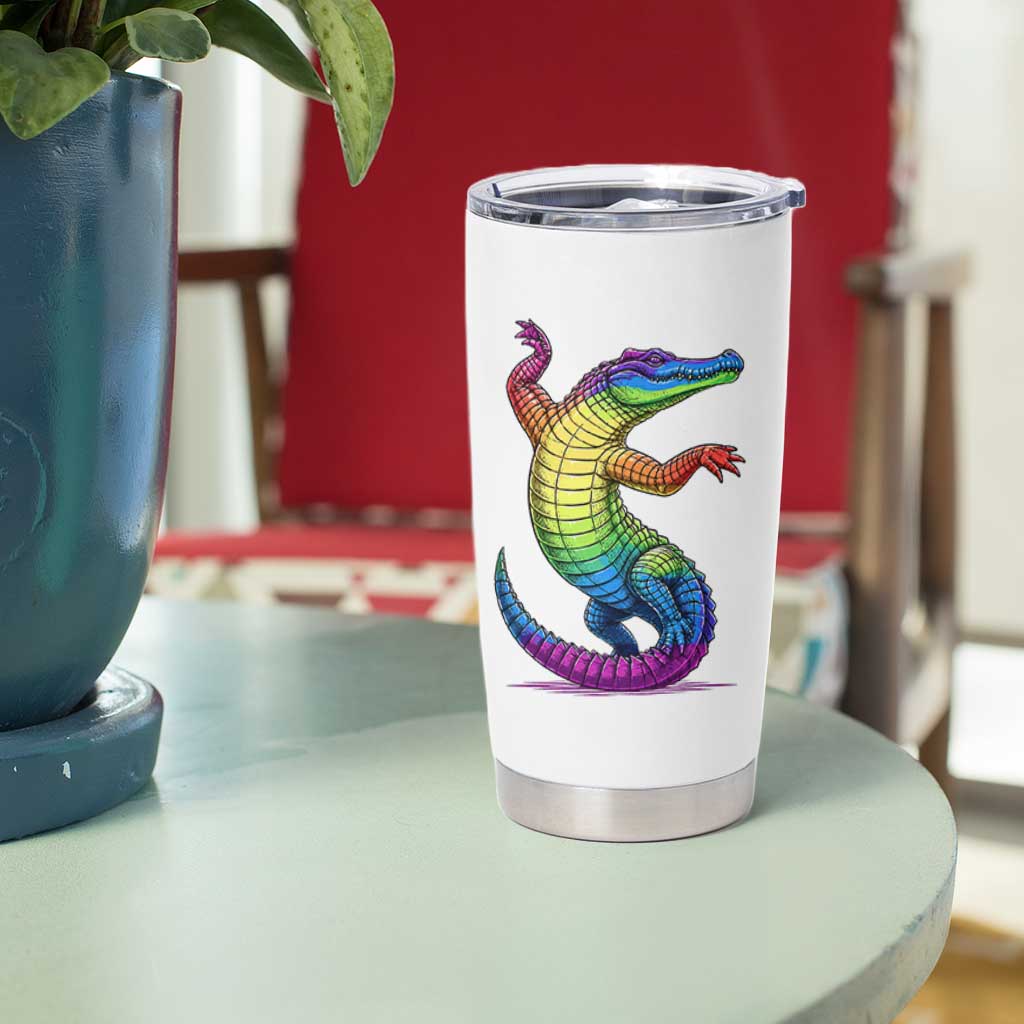 Funny Rainbow Gator LGBTQ Pride Support Tumbler Cup