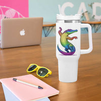 Funny Rainbow Gator LGBTQ Pride Support Tumbler With Handle