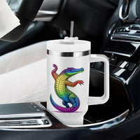 Funny Rainbow Gator LGBTQ Pride Support Tumbler With Handle