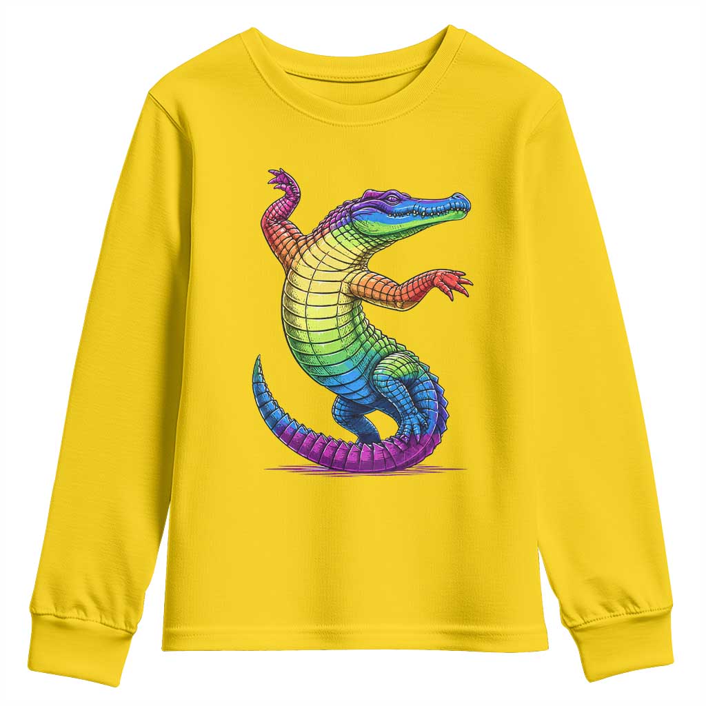 Funny Rainbow Gator LGBTQ Pride Support Youth Sweatshirt