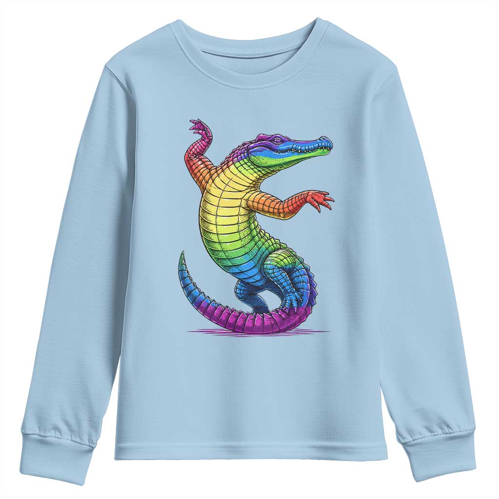 Funny Rainbow Gator LGBTQ Pride Support Youth Sweatshirt