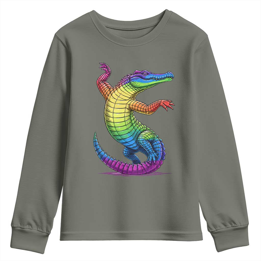 Funny Rainbow Gator LGBTQ Pride Support Youth Sweatshirt