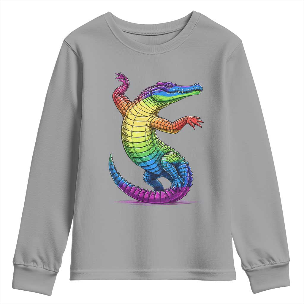 Funny Rainbow Gator LGBTQ Pride Support Youth Sweatshirt