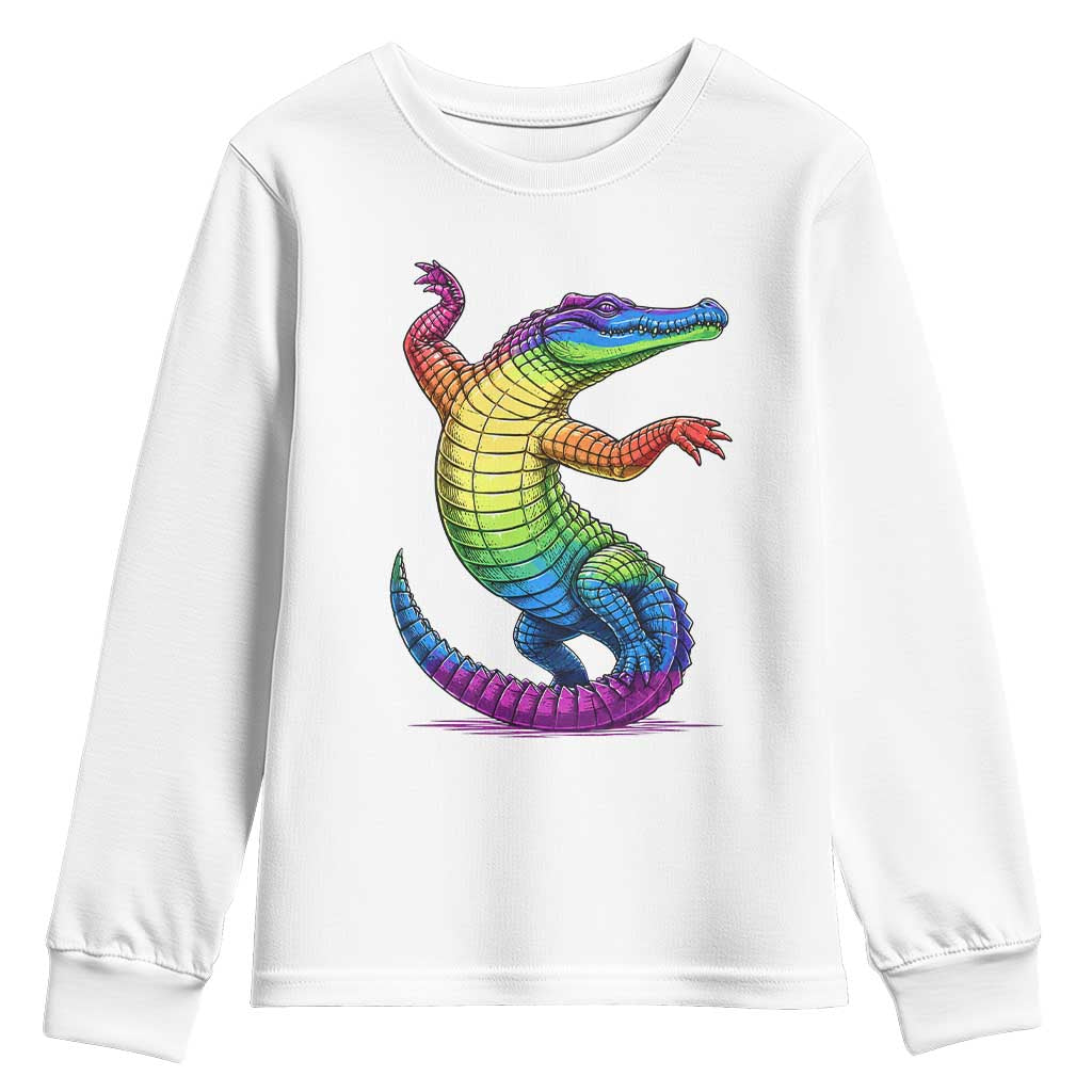 Funny Rainbow Gator LGBTQ Pride Support Youth Sweatshirt