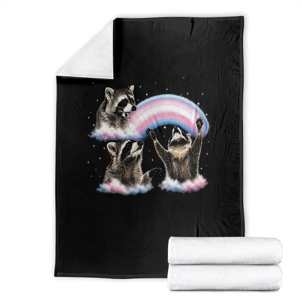 Howling Raccoon LGBTQ Pride Throw Blanket Rainbow Trash Panda Support