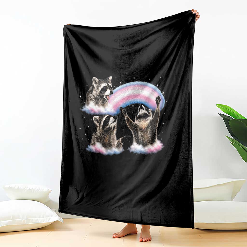Howling Raccoon LGBTQ Pride Throw Blanket Rainbow Trash Panda Support