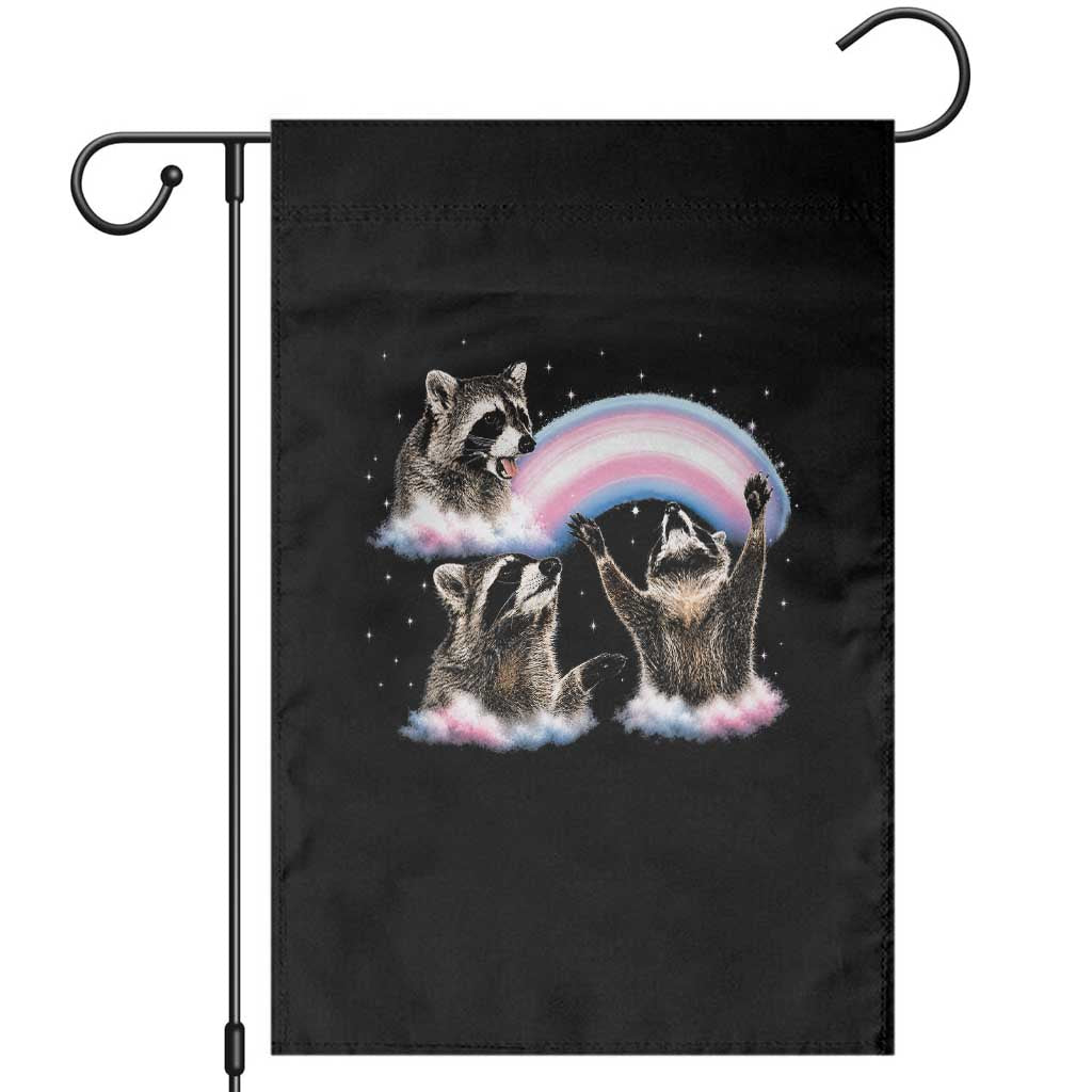 Howling Raccoon LGBTQ Pride Garden Flag Rainbow Trash Panda Support