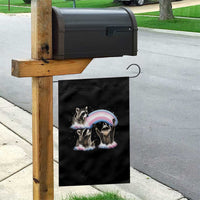 Howling Raccoon LGBTQ Pride Garden Flag Rainbow Trash Panda Support