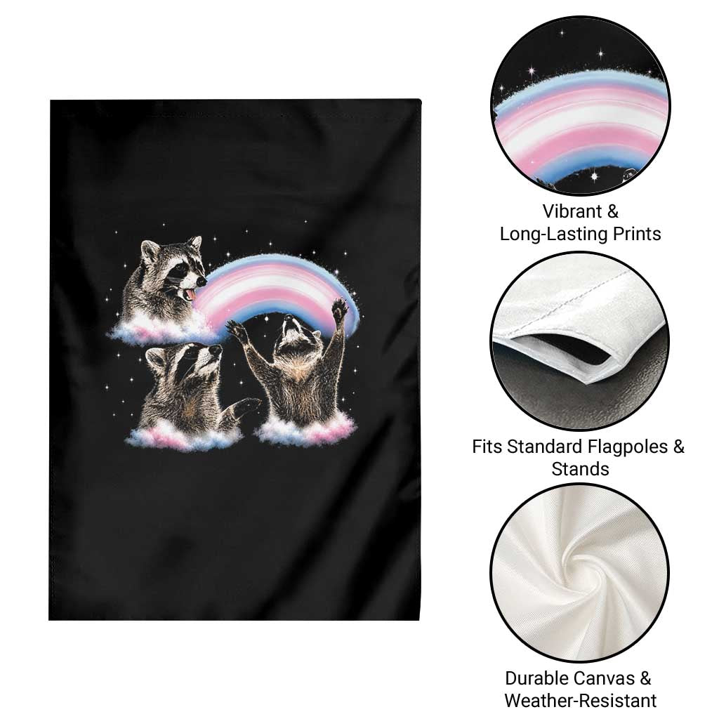 Howling Raccoon LGBTQ Pride Garden Flag Rainbow Trash Panda Support