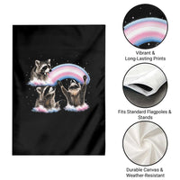 Howling Raccoon LGBTQ Pride Garden Flag Rainbow Trash Panda Support