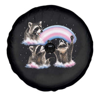 Howling Raccoon LGBTQ Pride Spare Tire Cover Rainbow Trash Panda Support