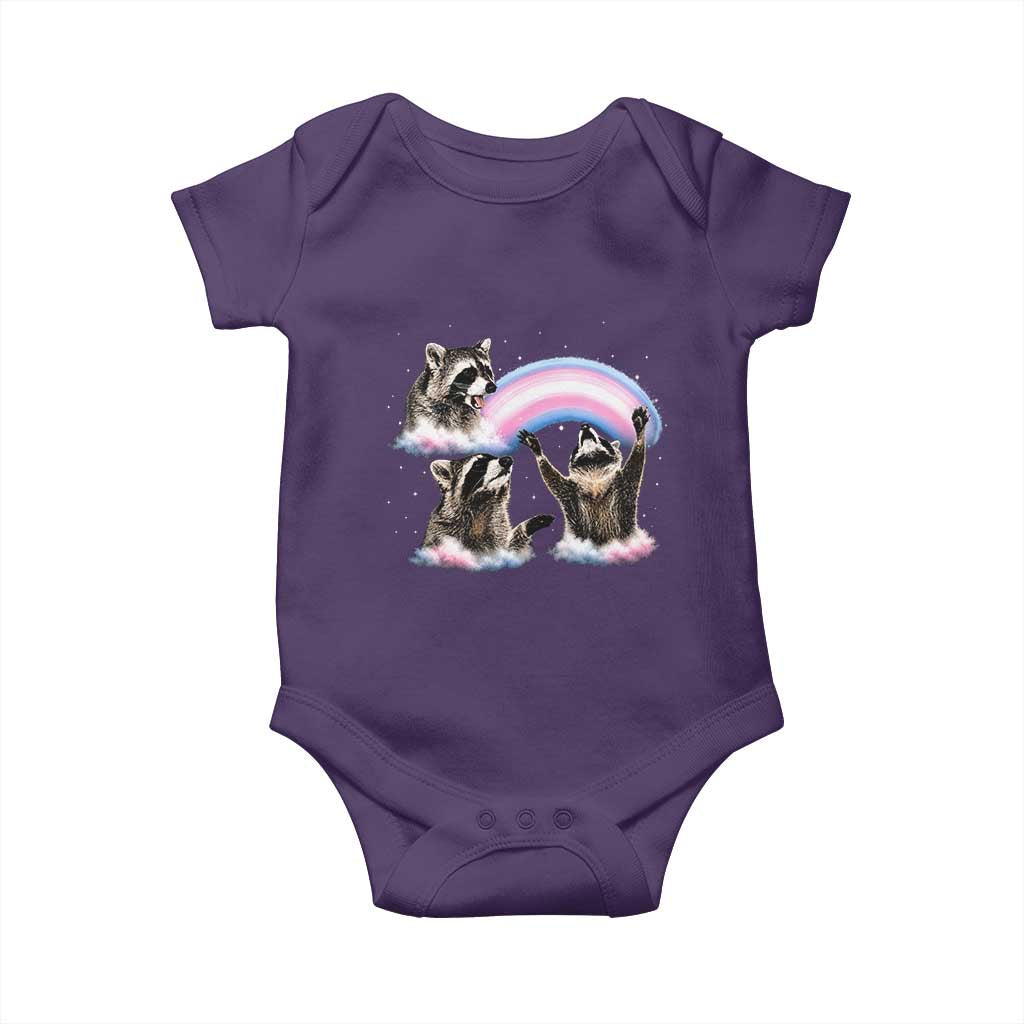 Howling Raccoon LGBTQ Pride Baby Onesie Rainbow Trash Panda Support